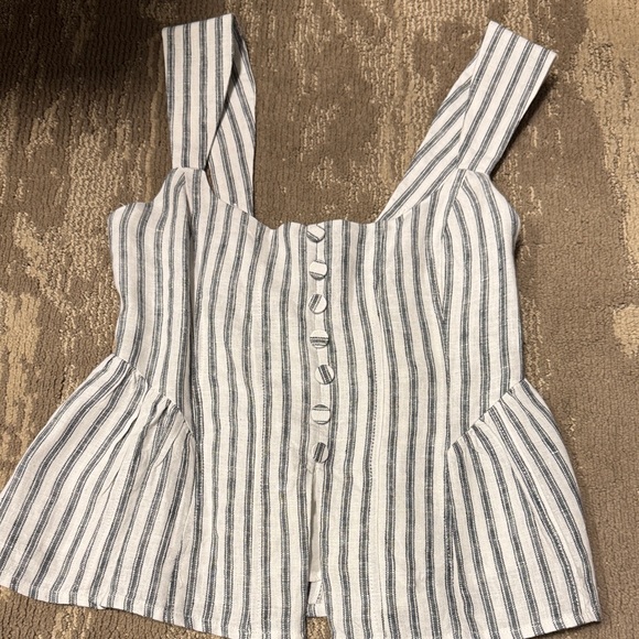Reformation Tops - Reformation Blue and White Striped Button-Up Blouse